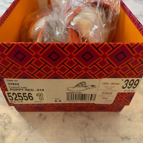 NIB! Tory Burch Miller Logo Sandals in Poppy Red - Picture 4 of 6
